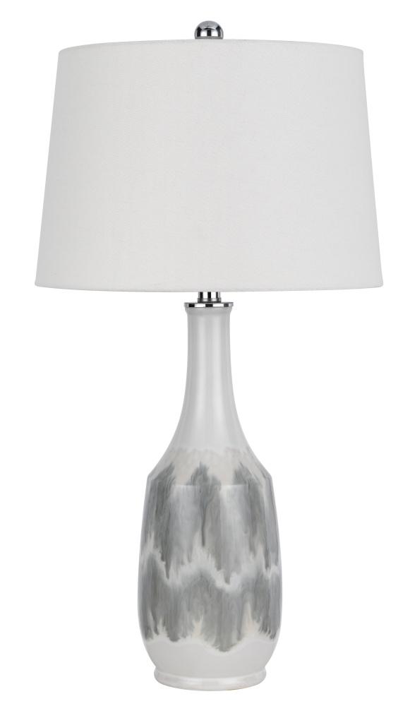 150W 3 way Ely ceramic table lamp with hardback fabric shade