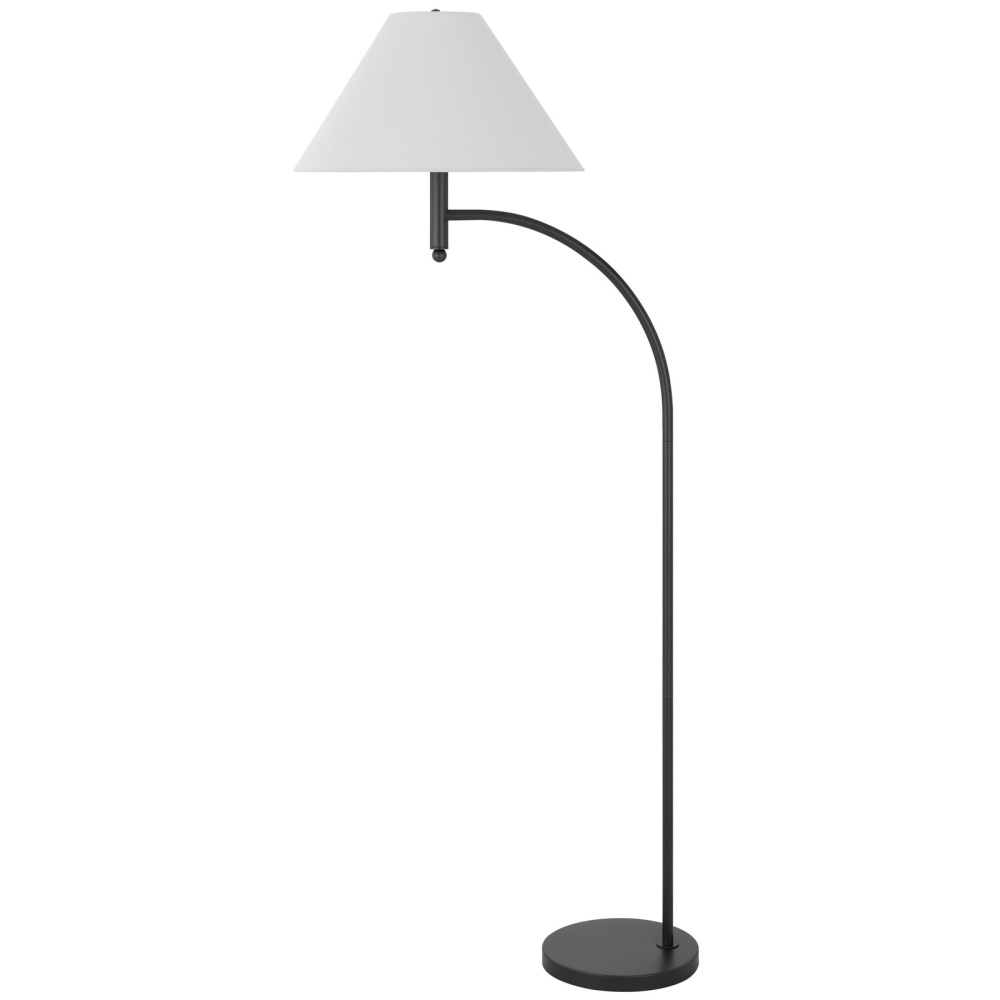 150W 3 way Groton metal mini arc floor lamp with hardback fabric shade