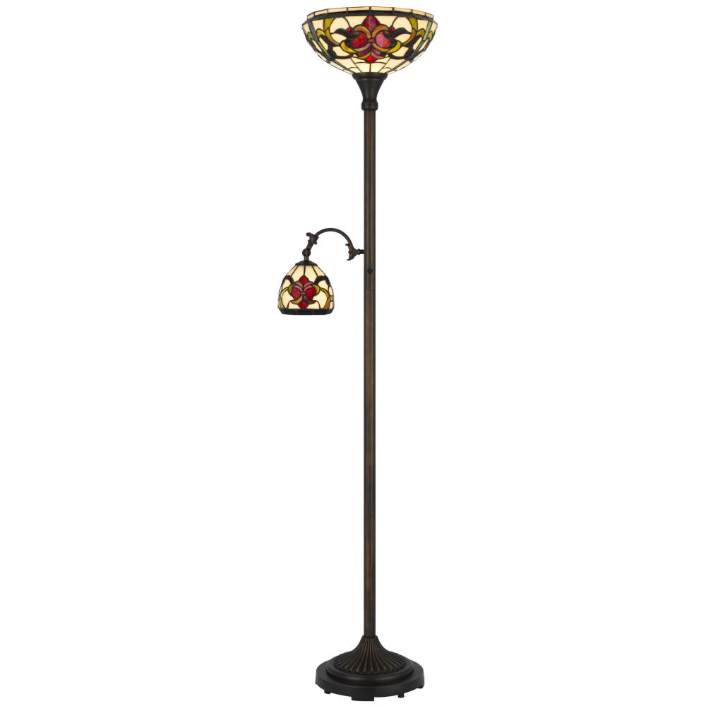 Victorian 150W 3 way Tiffany floor lamp with a 40W adjustable reading lamp