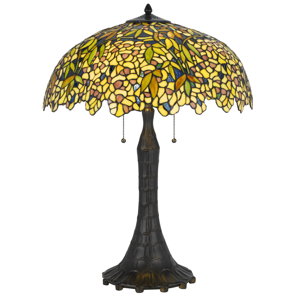 Sunburst Mosaic 60W x 2 Tiffany zinc alloy table lamp with double pull chain switch