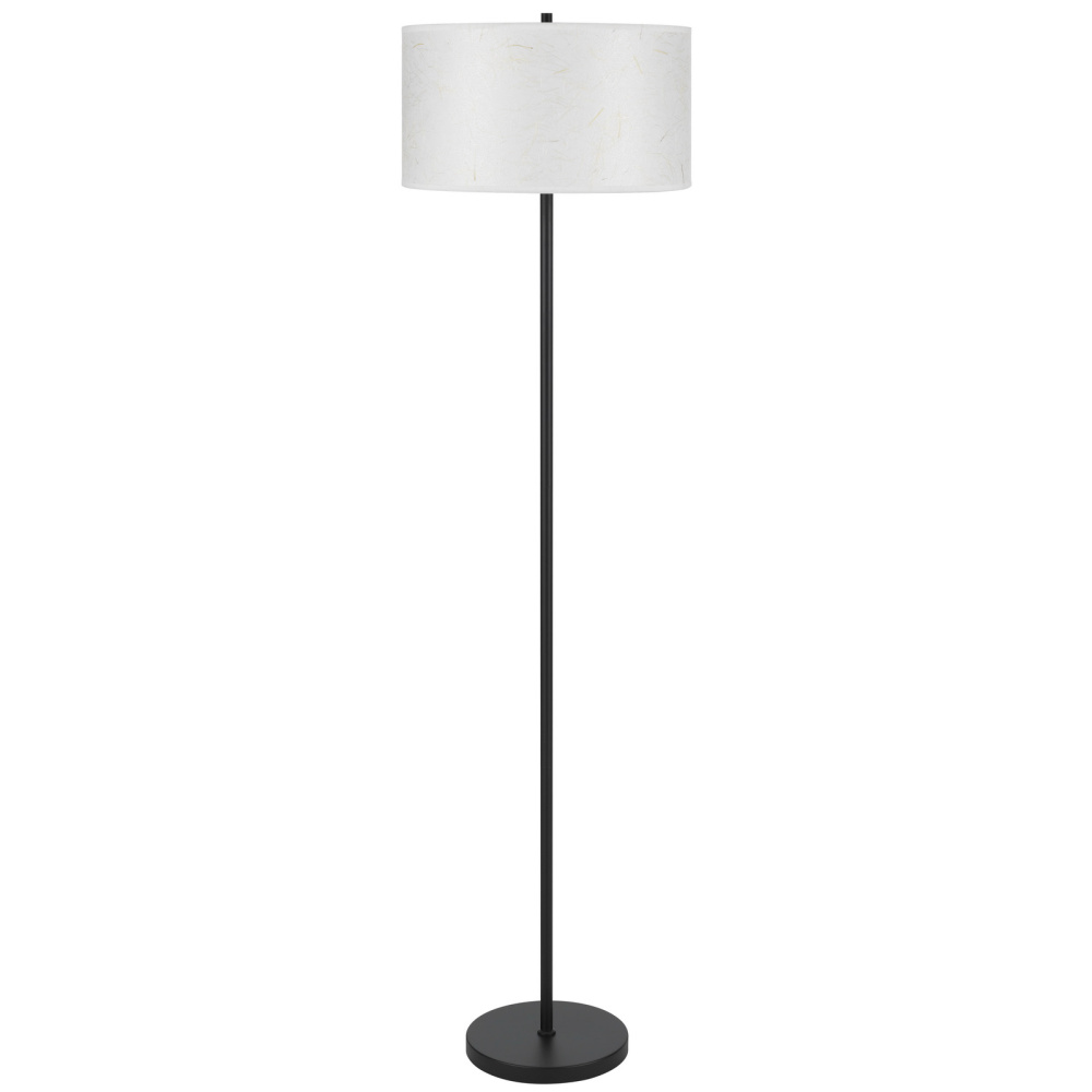 100 Watt Octavia Black Metal Pole Lamp with White Drum String Pattern Shade