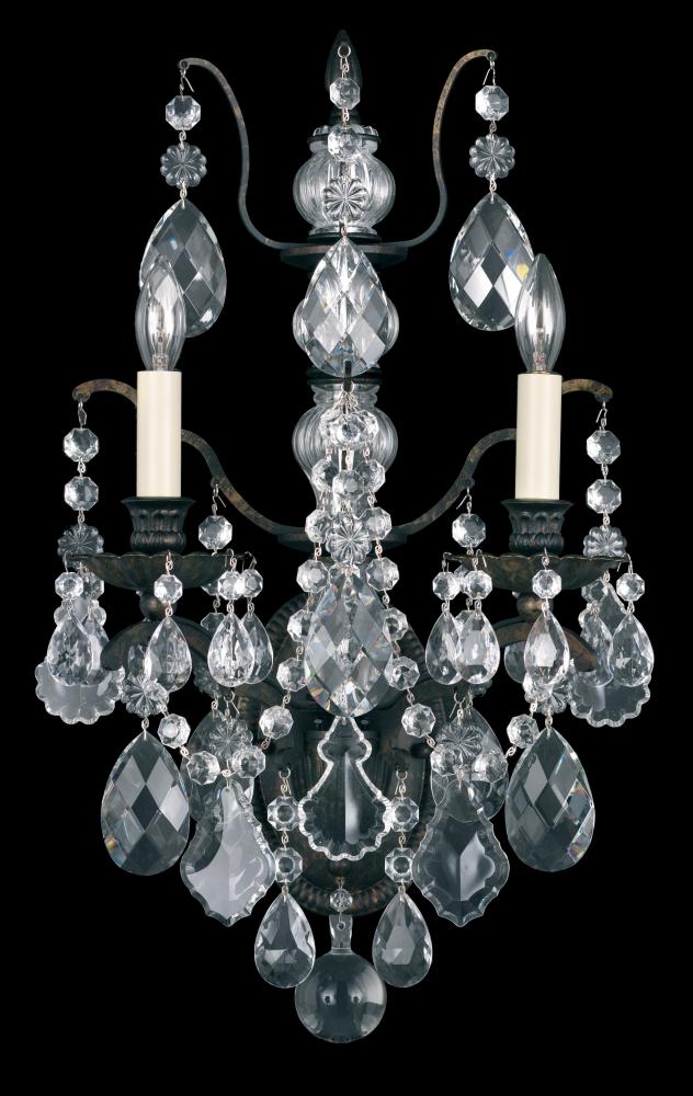 Bordeaux 2 Light 120V Wall Sconce in Etruscan Gold with Heritage Handcut Crystal