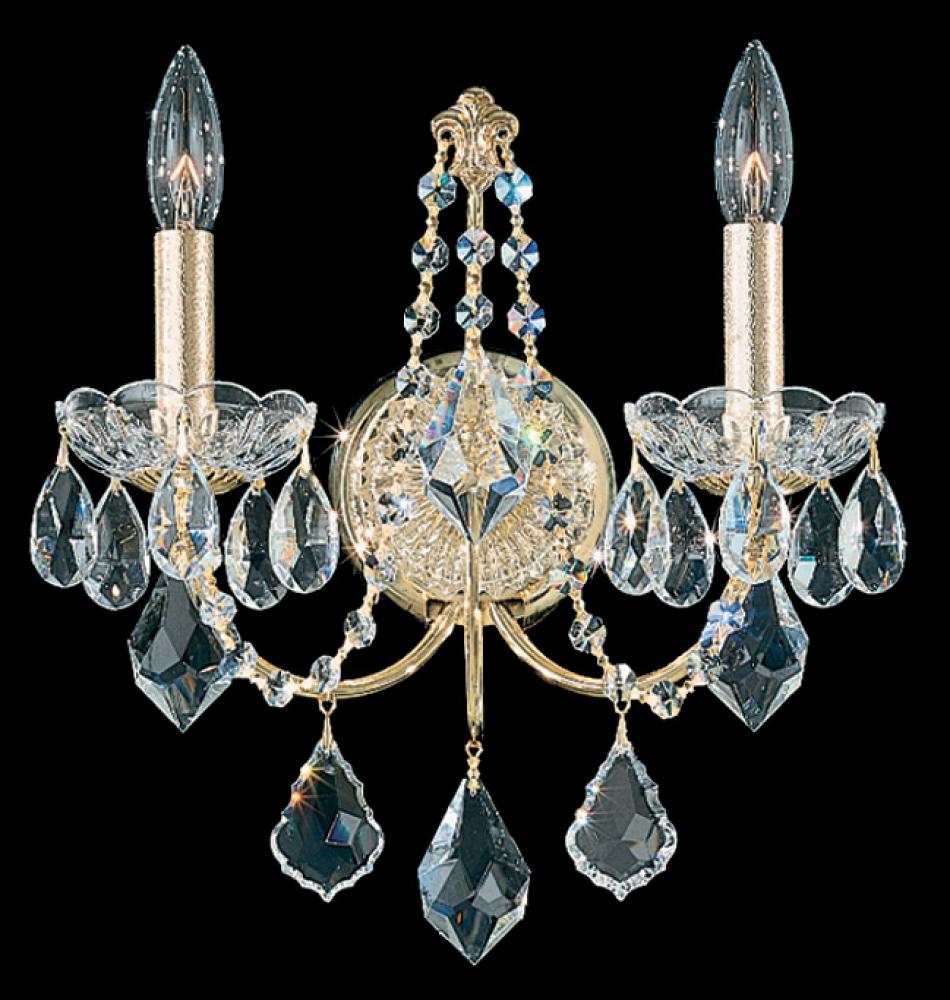 Century 2 Light 120V Wall Sconce in Polished Silver with Heritage Handcut Crystal