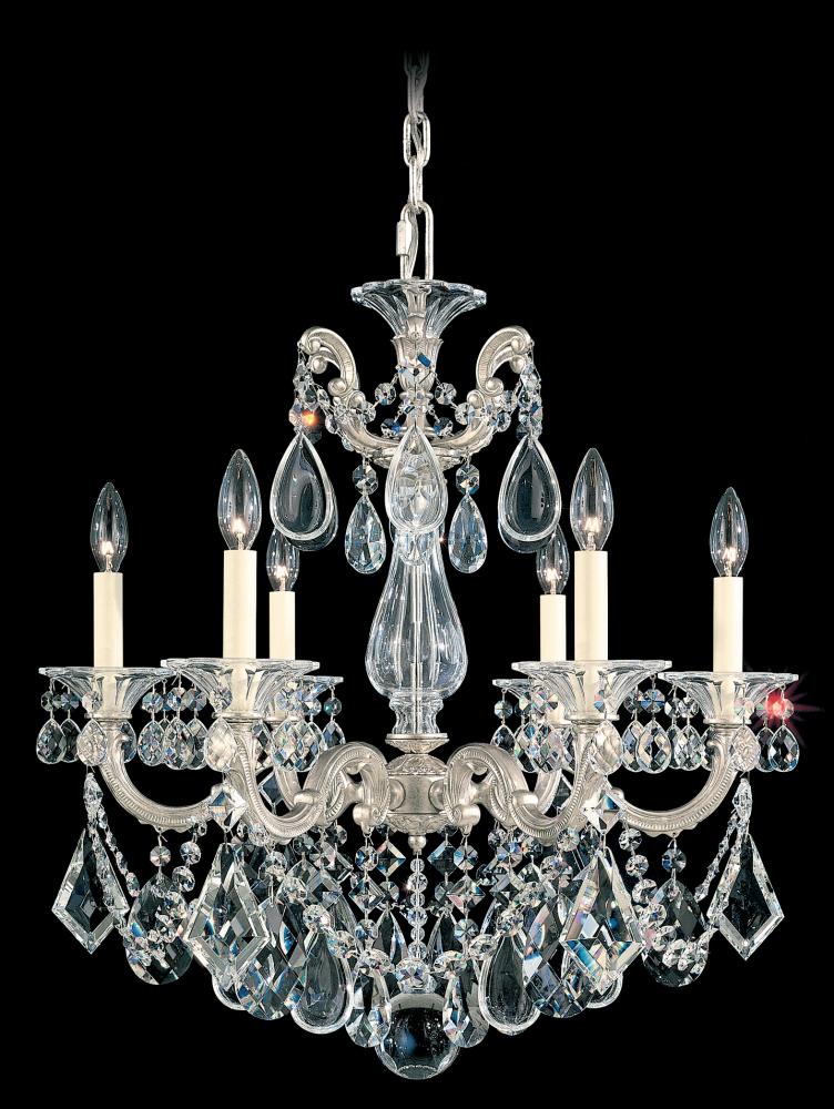 La Scala 6 Light 120V Chandelier in Antique Silver with Clear Crystals from Swarovski