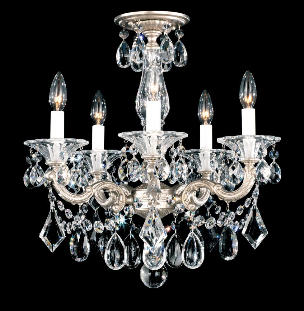 La Scala 5 Light 120V Semi-Flush Mount or Chandelier in Heirloom Bronze with Clear Crystals from S