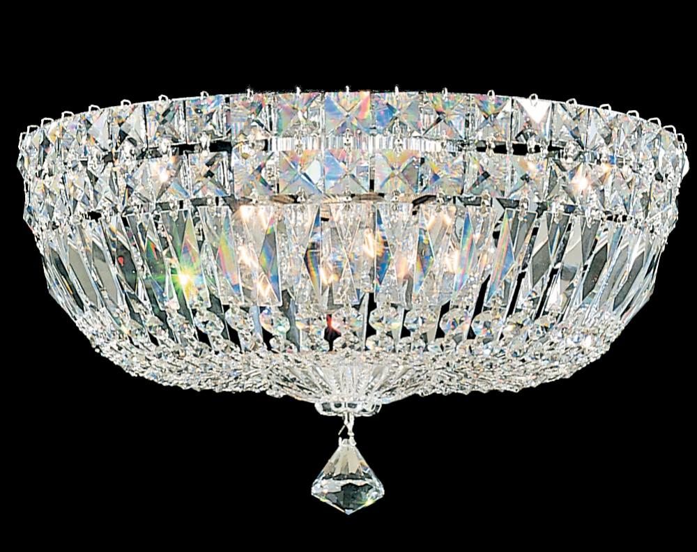 Petit Crystal Deluxe 5 Light 120V Semi-Flush Mount in Polished Silver with Optic Crystal