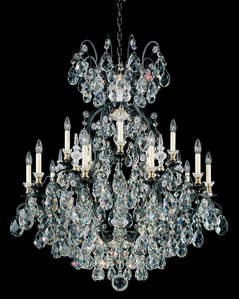 Renaissance 16 Light 120V Chandelier in Black with Heritage Handcut Crystal