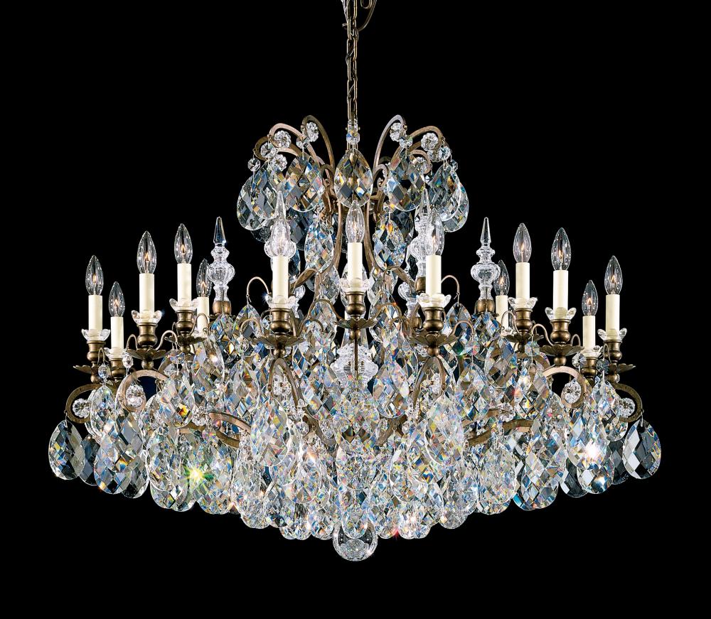 Renaissance 19 Light 120V Chandelier in Antique Silver with Heritage Handcut Crystal