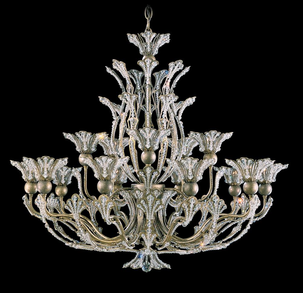 Rivendell 16 Light 120V Chandelier in Antique Silver with Radiance Crystal