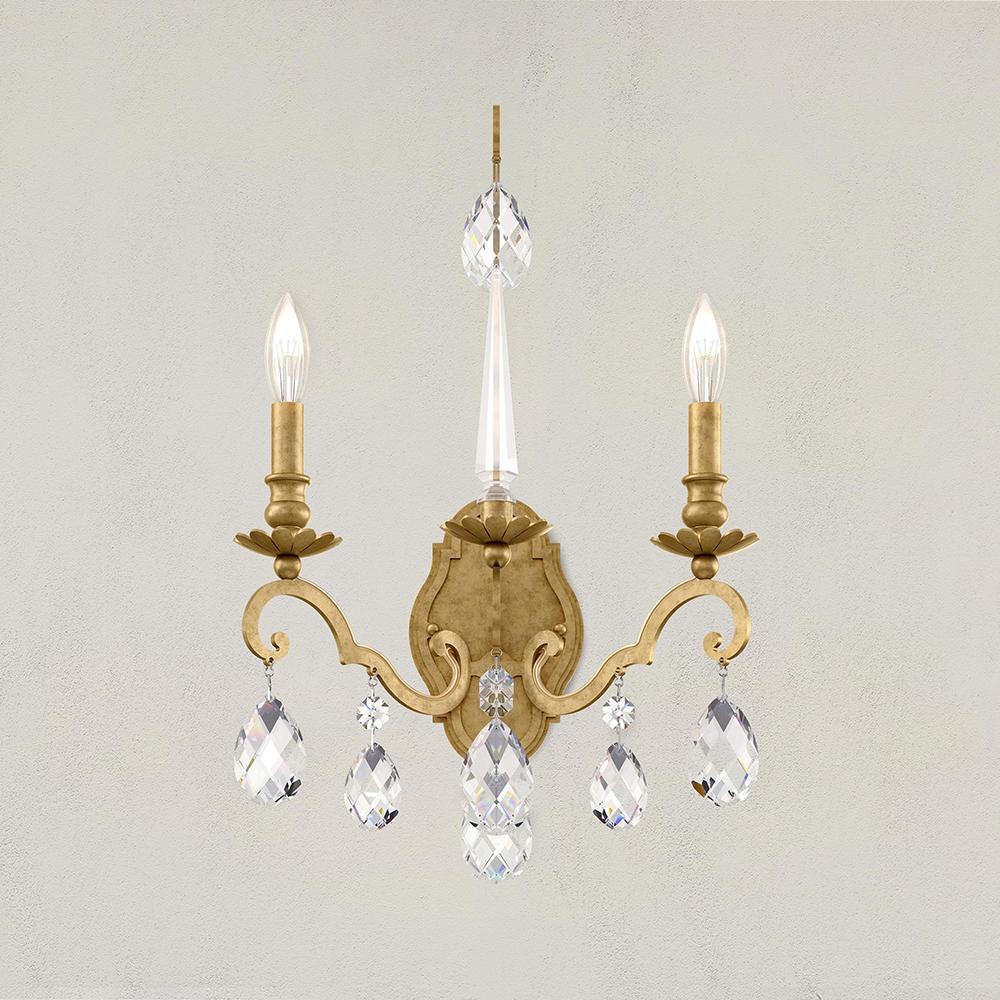 Renaissance Nouveau 2 Light 120V Wall Sconce in Antique Silver with Heritage Handcut Crystal