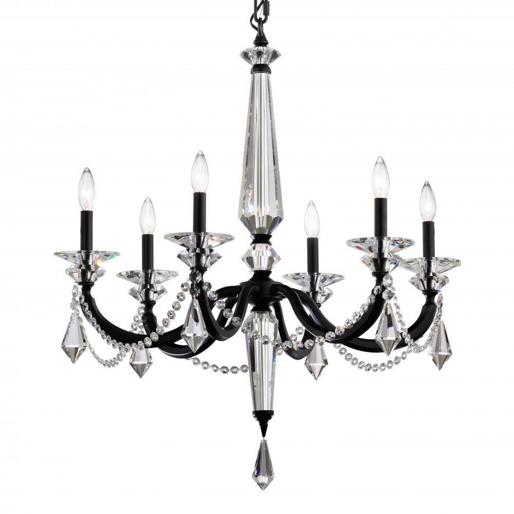 Verona 6 Light 120V Chandelier in Antique Silver with Radiance Crystal