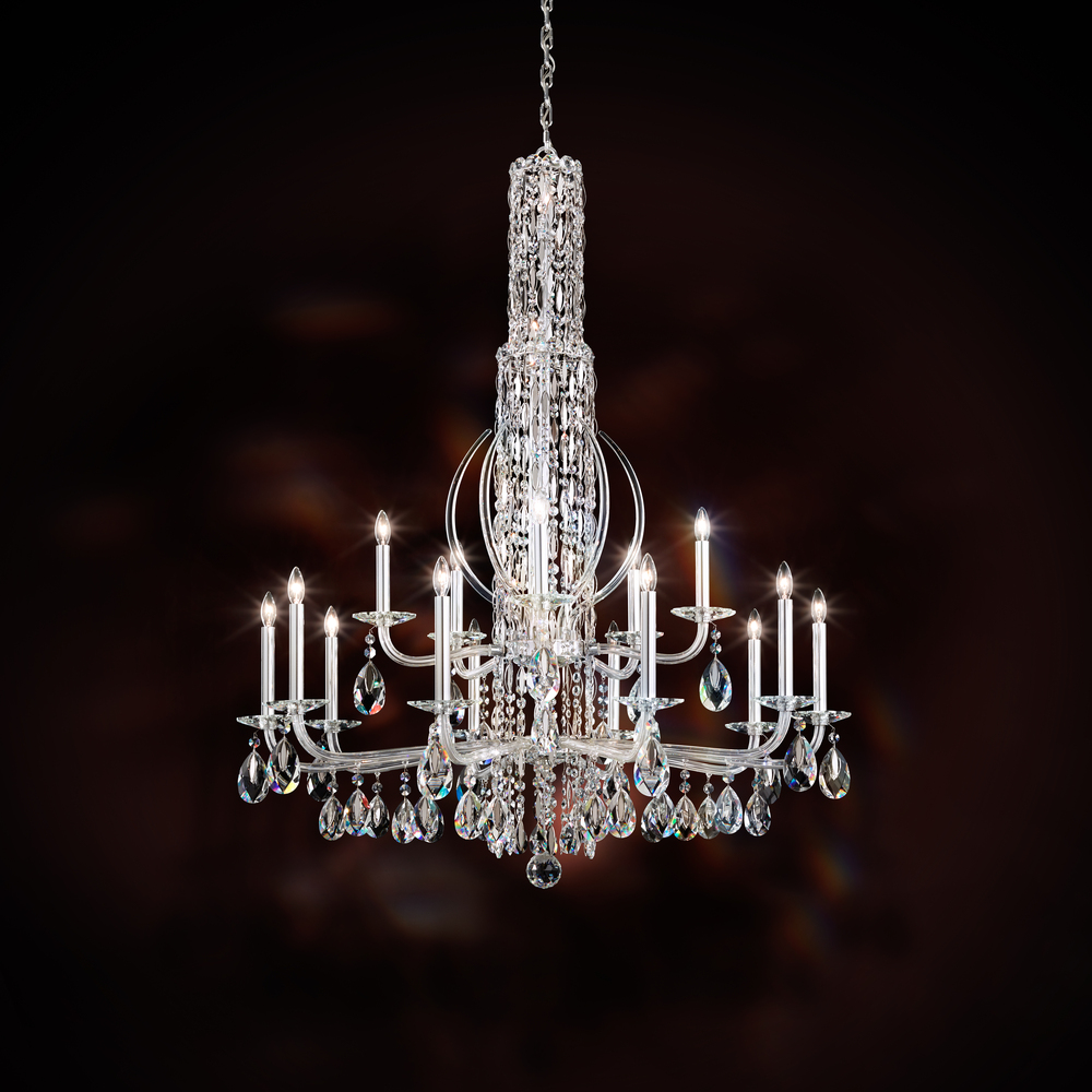 Siena 17 Light 120V Chandelier in Antique Silver with Radiance Crystal