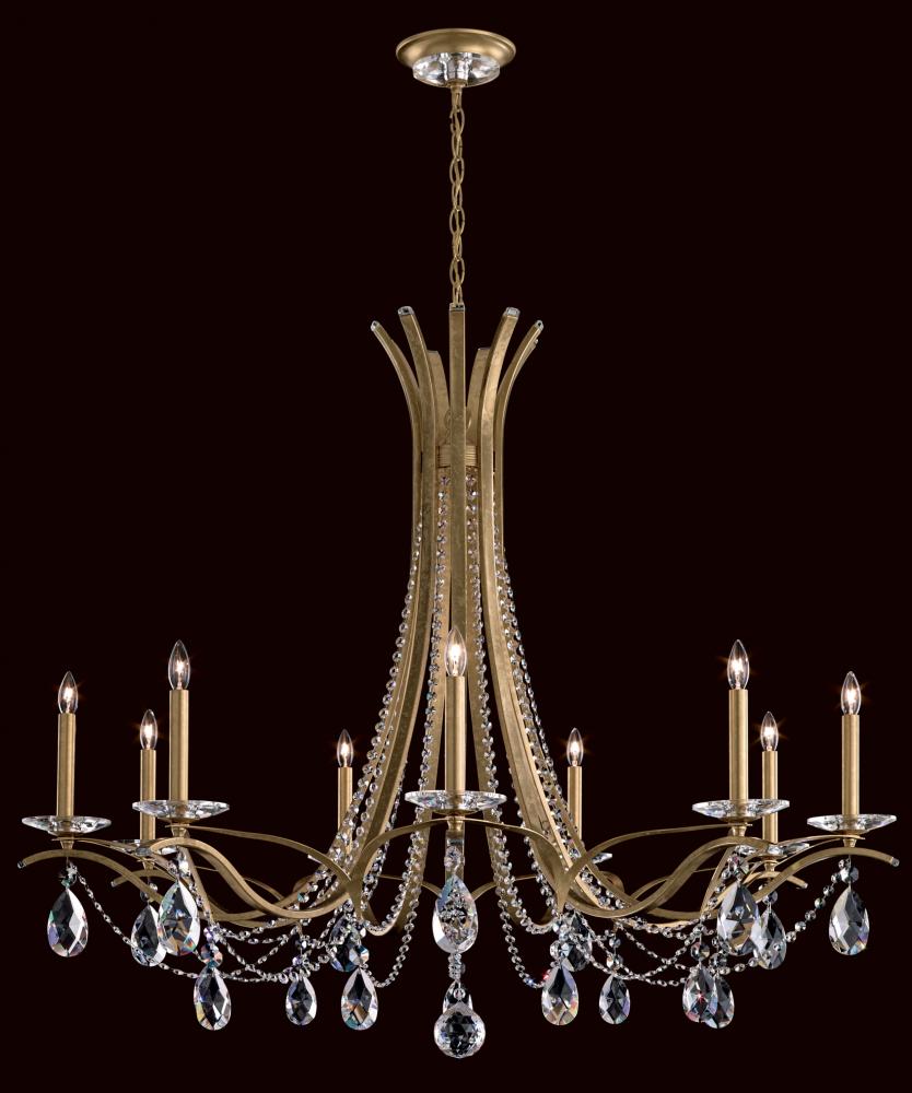 Vesca 9 Light 120V Chandelier in Etruscan Gold with Heritage Handcut Crystal