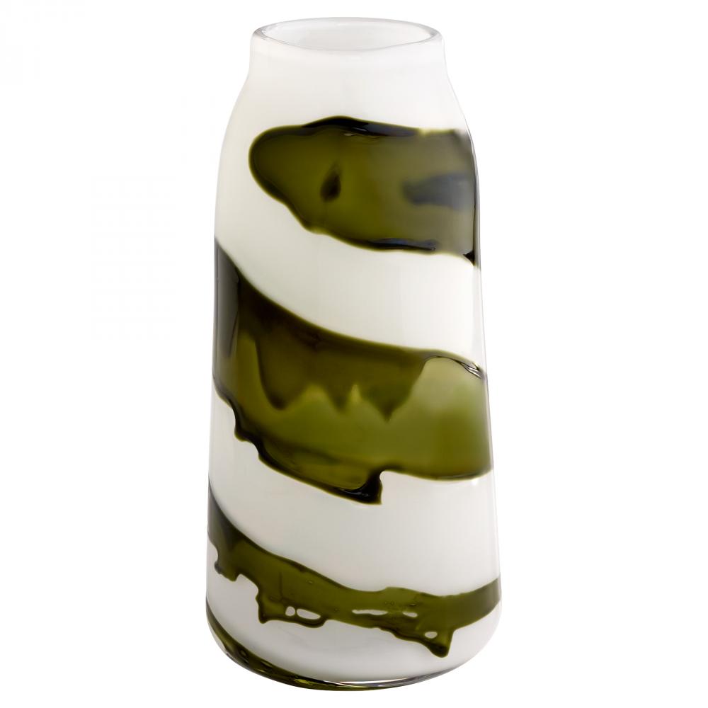 Denali Vase | Iridescent White | Green | Large