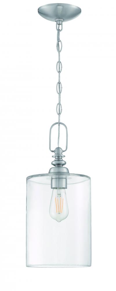 Dardyn 1 Light Mini Pendant in Brushed Polished Nickel (Clear Glass)