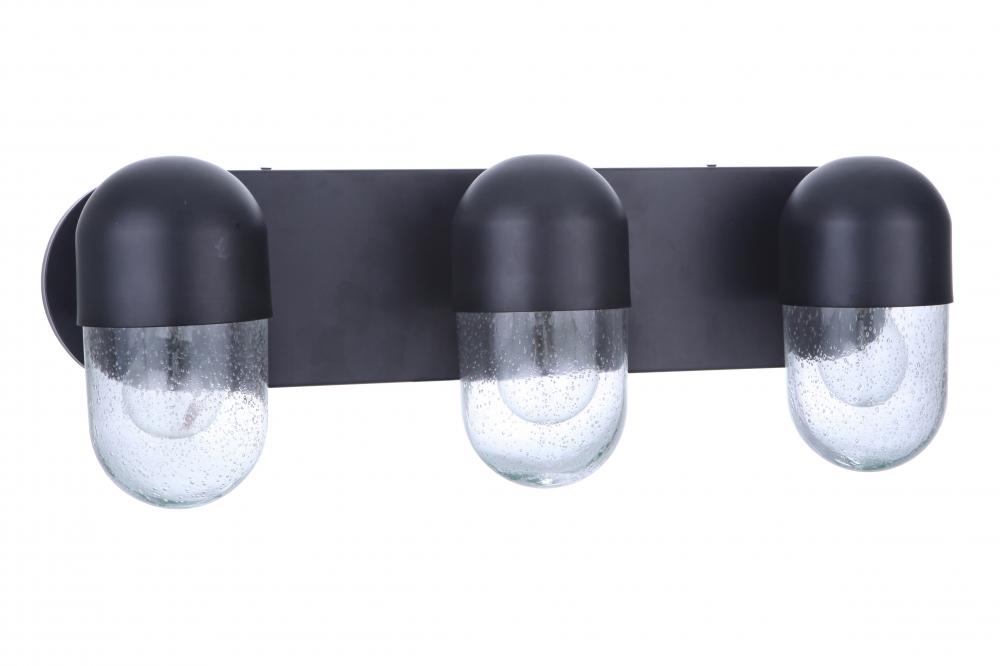 Pill 3 Light Vanity in Flat Black