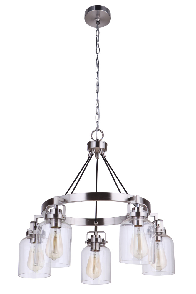 Foxwood 5 Light Chandelier in Brushed Polished Nickel
