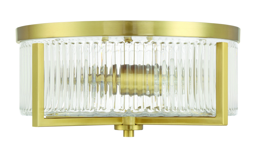 Whitley 3 Light Flushmount in Satin Brass