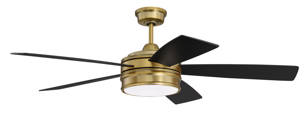 Braxton 52" 5-Blade Ceiling Fan in Satin Brass w/ Flat Black/Mesquite Blades