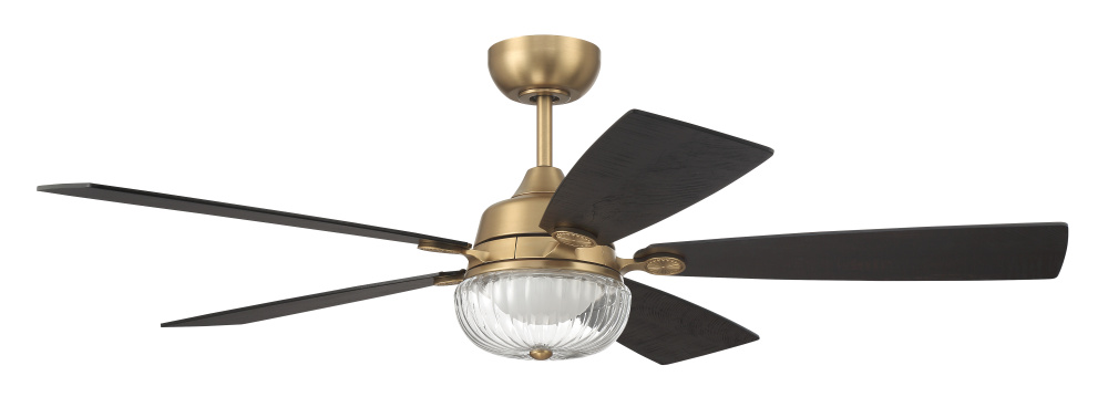 Chandler 52" 5-Blade Ceiling Fan in Satin Brass w/ Flat Black/Black Walnut Blades