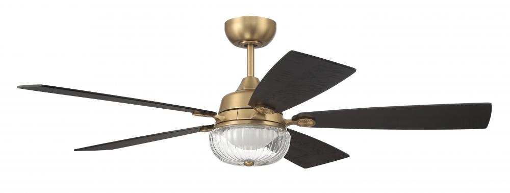 Chandler 52" 5-Blade Ceiling Fan in Satin Brass w/ Flat Black/Black Walnut Blades
