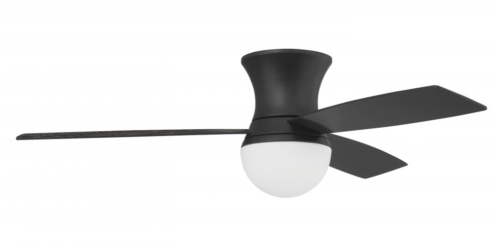 Daybreak 52" 3-Blade Ceiling Fan in Flat Black w/ Flat Black/Greywood Blades; Integrated Light K