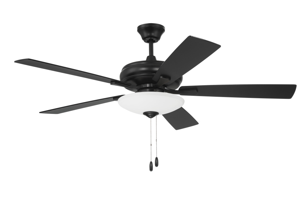 Eos 52" 5-Blade 3 Light Bowl Ceiling Fan in Flat Black w/ Flat Black/Greywood Blades
