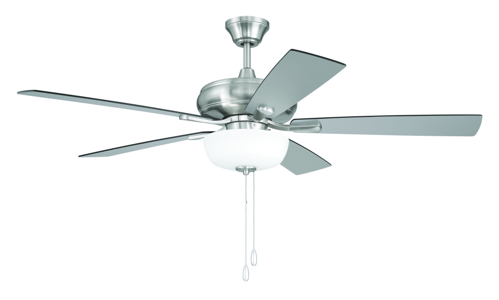 52" Ceiling Fan w/Blades, 3 Light Frost White Bowl Light Kit