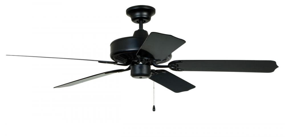 Enduro Plastic 52" 5-Blade Ceiling Fan in Matte Black w/ Matte Black Blades