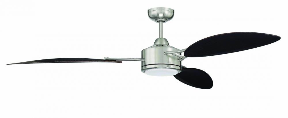 Journey 64" 3-Blade Ceiling Fan in Brushed Polished Nickel w/ Black Walnut Blades