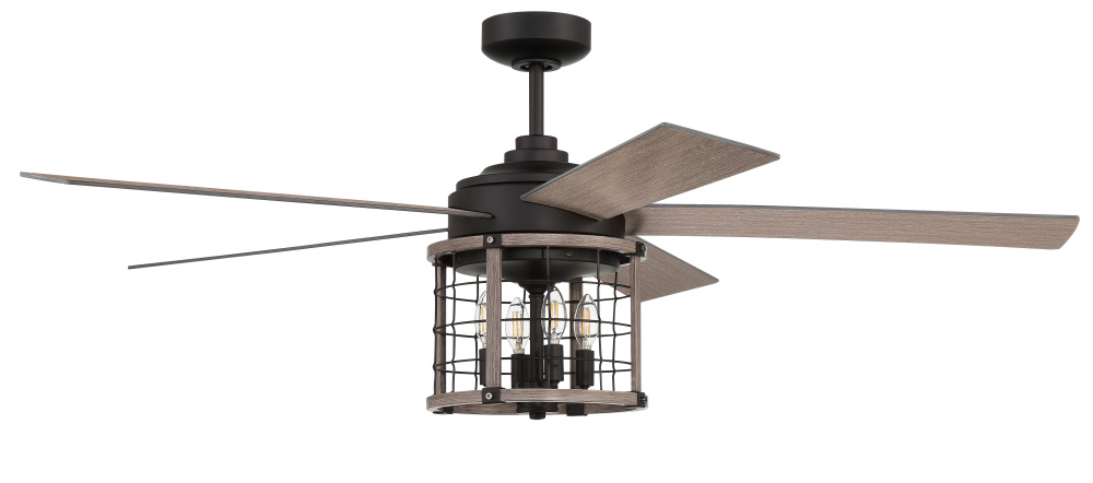 Nicolas 56" 5-Blade Ceiling Fan in Flat Black/Light Wenge w/ Light Wenge Blades
