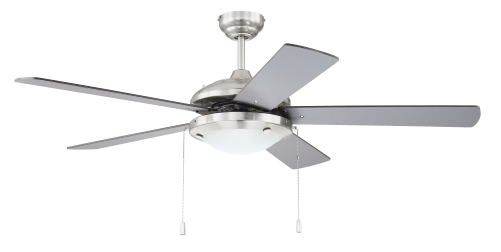 Nikia 52" 5-Blade Ceiling Fan in Brushed Polished Nickel w/ Brushed Nickel/Walnut Blades