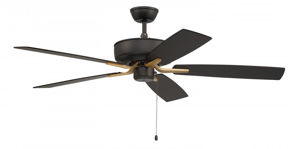 Pro Plus 52" 5-Blade Ceiling Fan in Flat Black/Satin Brass w/ Black Walnut/Flat Black Blades
