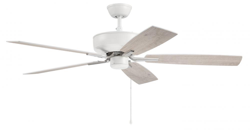 Pro Plus 52" 5-Blade Ceiling Fan in White/Polished Nickel w/ White/Washed Oak Blades
