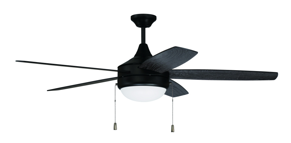 Phaze 5 52" 5-Blade Ceiling Fan in Flat Black w/ Flat Black/Greywood Blades; Integrated Light Ki