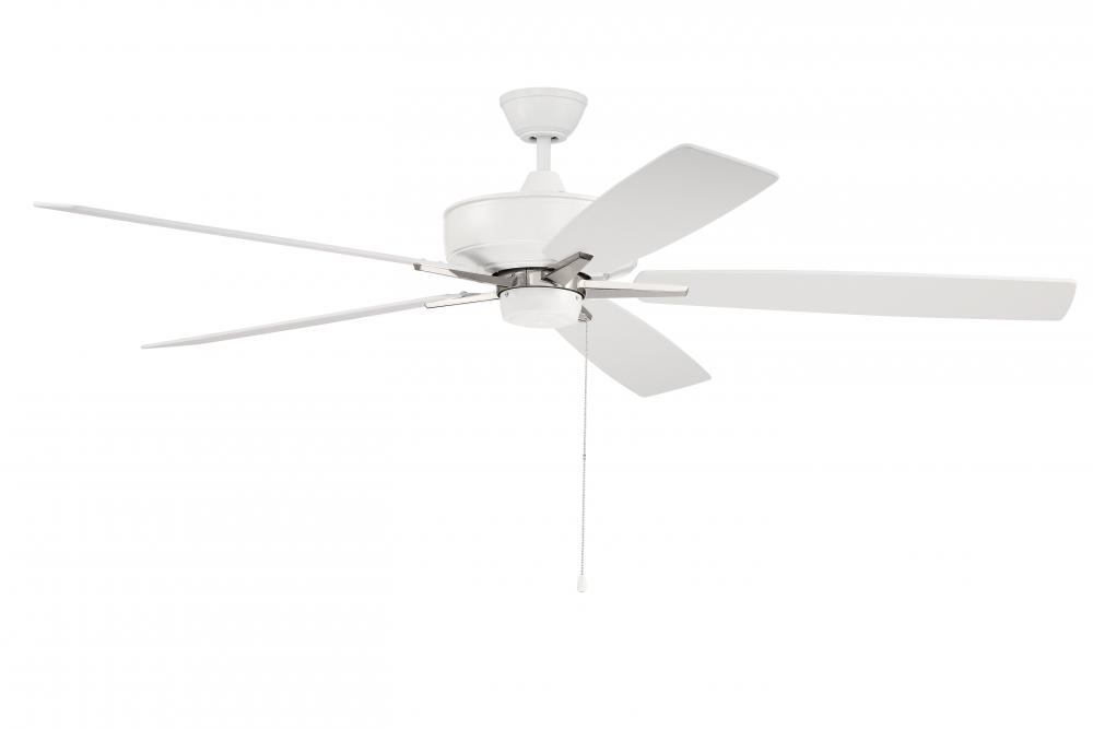 Super Pro 60" 5-Blade Ceiling Fan in White/Polished Nickel w/ White/Washed Oak Blades