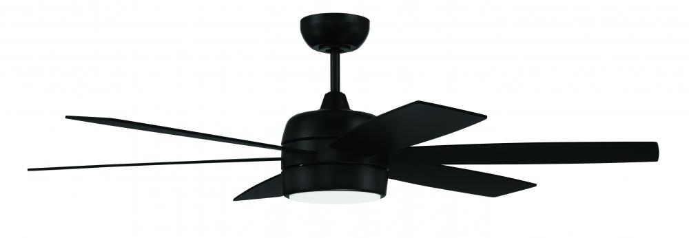 Trevor 52" 6-Blade Indoor/Outdoor (Damp)Ceiling Fan in Flat Black w/ Flat Black/Greywood Blades
