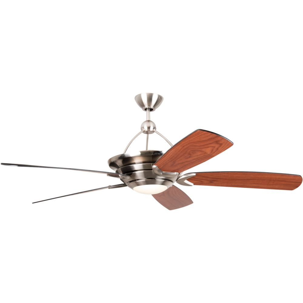 Vesta 60" 5-Blade Ceiling Fan in Brushed Polished Nickel w/ Flat Black/Walnut Blades