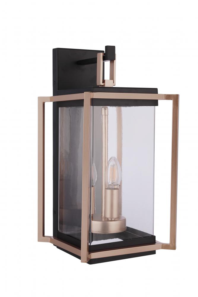 Metalwork 3 Light Outdoor Wall Lantern in Midnight/Satin Brass