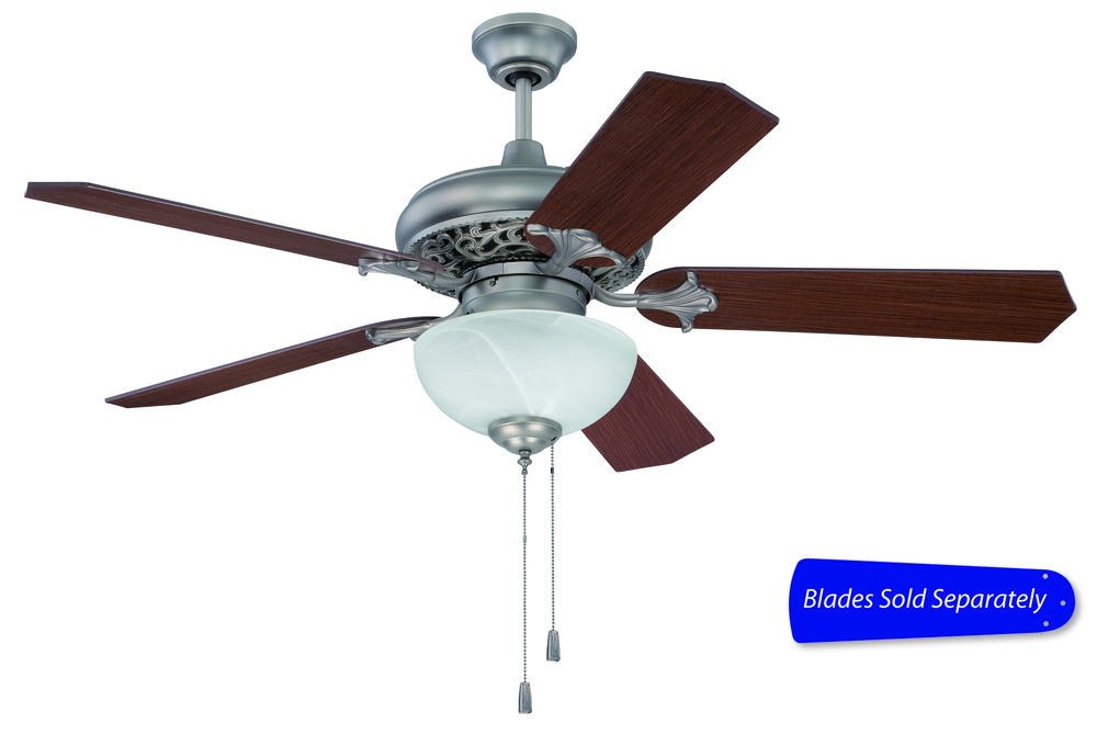 52" Ceiling Fan w/Amber Frost Bowl, Blade Options