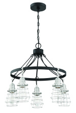 Craftmade 50625-FBBNK - Thatcher 5 Light Chandelier in Flat Black/Brushed Polished Nickel