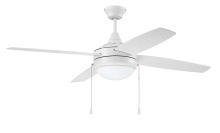 Craftmade PHA52W4 - Phaze 4 52" 4-Blade Ceiling Fan in White w/ White Blades; Integrated Light Kit