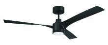 Craftmade PHB52FB3 - Phoebe 52" 3-Blade Ceiling Fan in Flat Black w/ Flat Black Blades; Light Kit Sold Separately