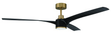 Craftmade PHB60FBSB3-NWF - Phoebe 60" 3-Blade Ceiling Fan in Flat Black/Satin Brass w/ Flat Black Blades