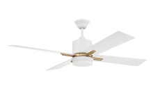 Craftmade TEA52WSB4 - Teana 52" 4-Blade Ceiling Fan in White/Satin Brass w/ White Blades; Light Kit Included (optional