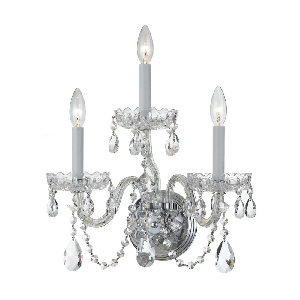 Traditional Crystal 15'' Hand Cut Crystal Polished Chrome Sconce