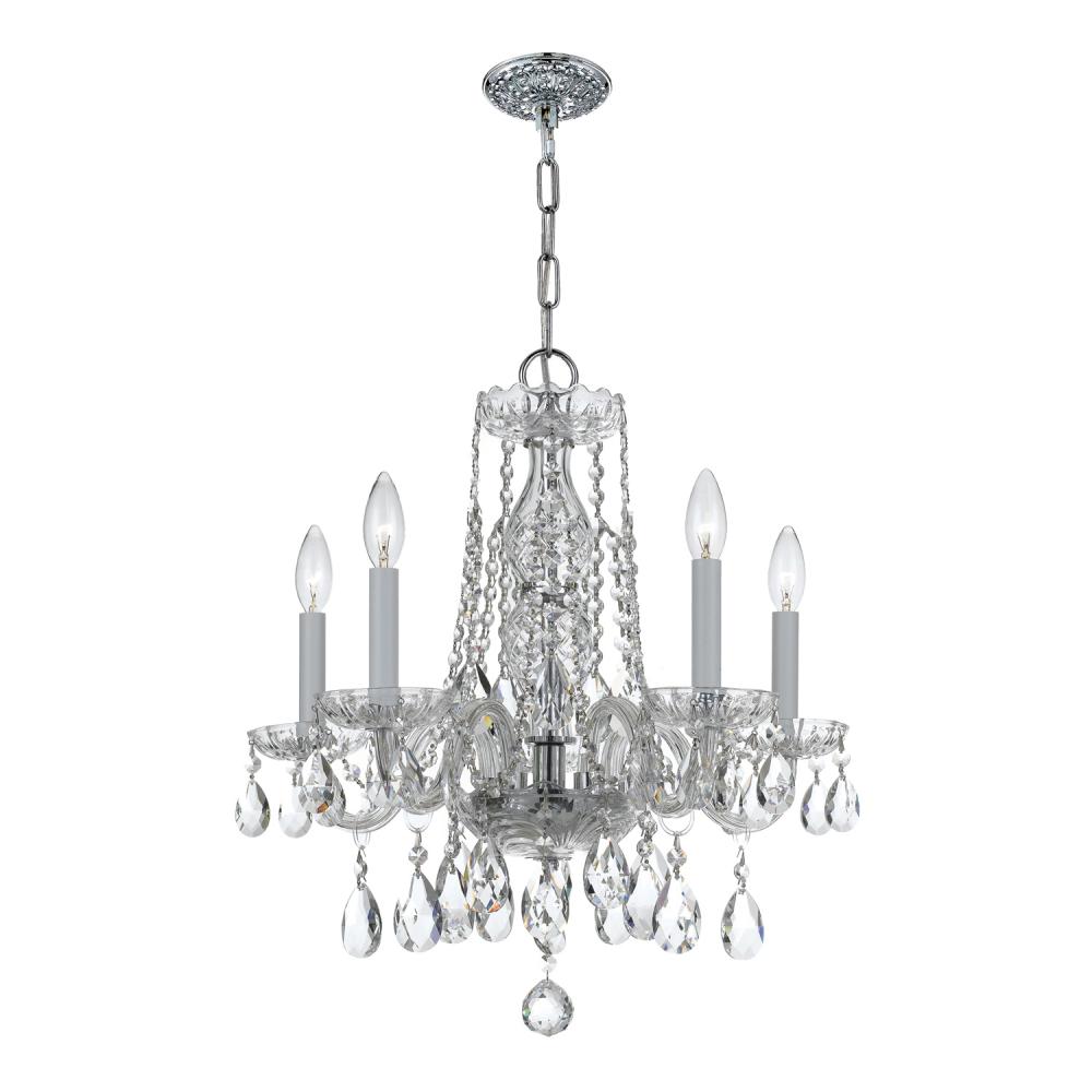 Traditional Crystal 5 Light Hand Cut Crystal Polished Chrome Chandelier