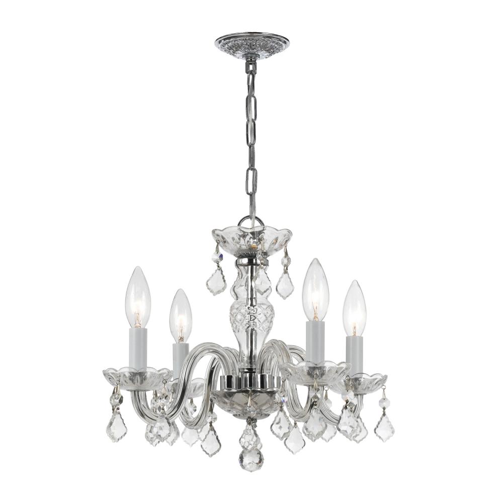 Traditional Crystal 15'' Hand Cut Crystal Polished Chrome Chandelier