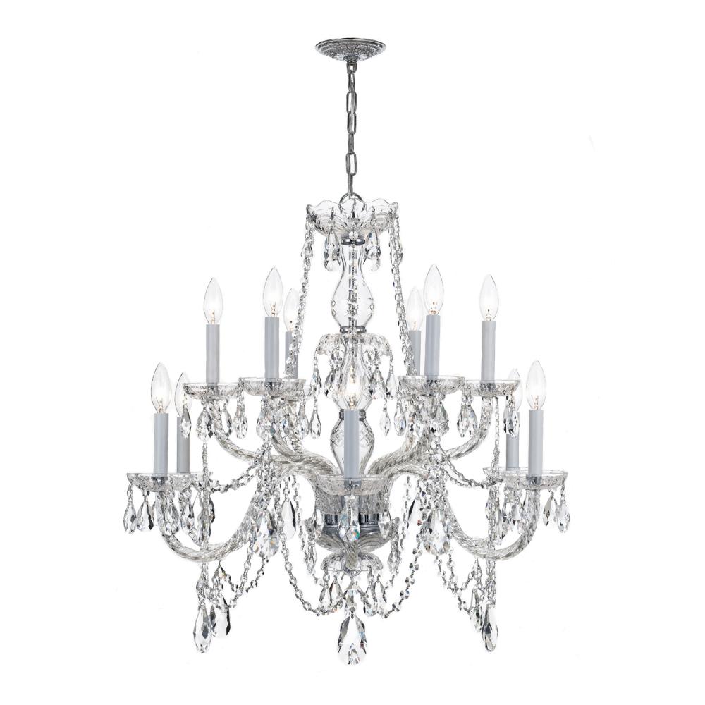Traditional Crystal 31'' Hand Cut Crystal Polished Chrome Chandelier