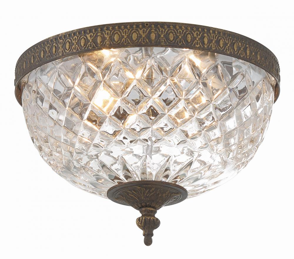 Crystorama 2 Light English Bronze Crystal Flush Mount